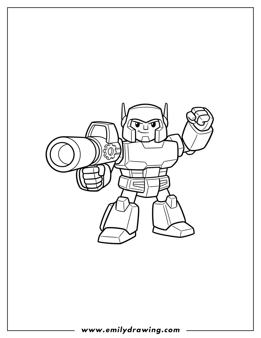 Free to print drawing of megatron Scaled, holding a cannon and raising his fist