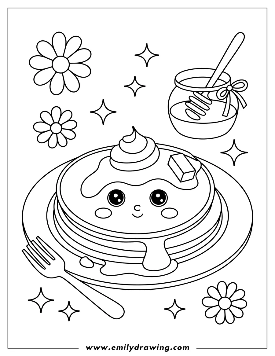 Printable line art of pancakes