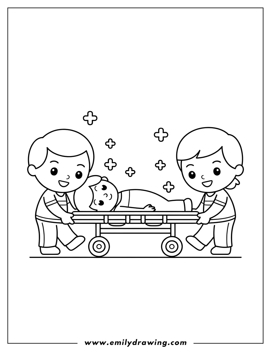 Full page coloring image of paramedic Child 1