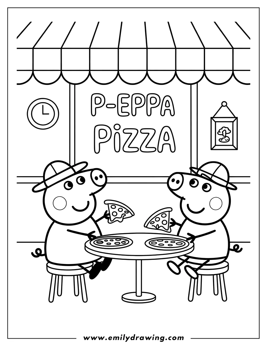 Coloring sheet featuring pig