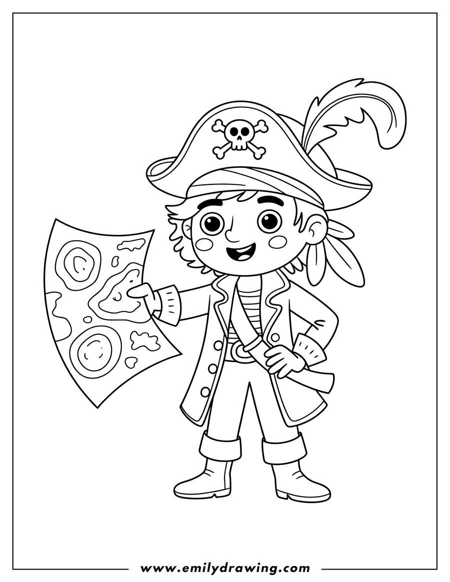 High quality printable pirate Boy for coloring