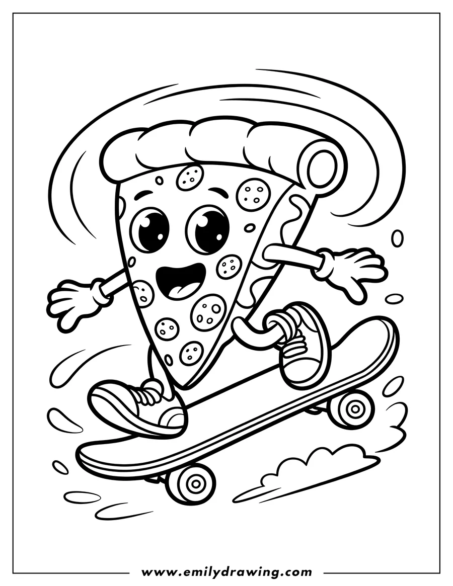 Simple sketch of pizza Slice to color