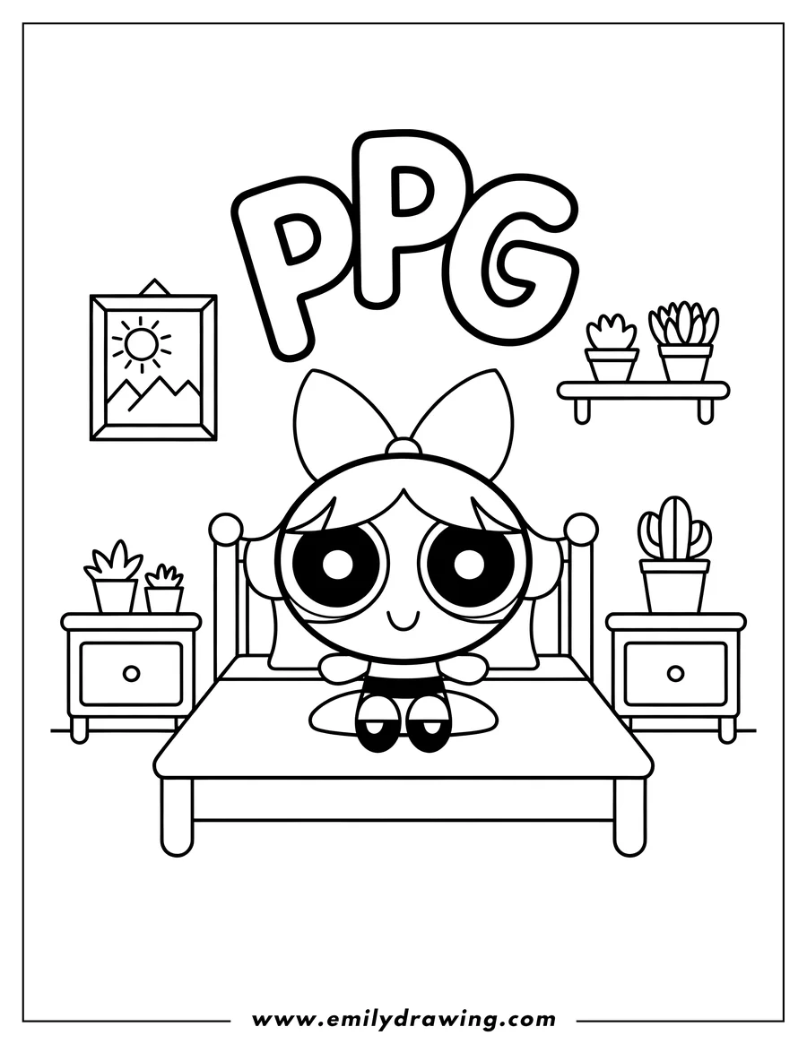 Downloadable coloring page of powerpuff Girl