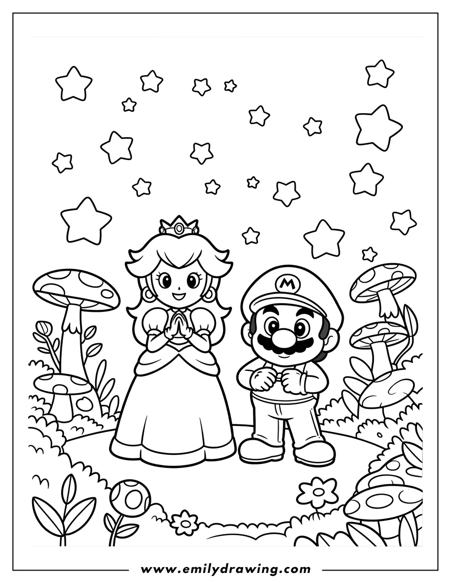 Free printable coloring sheet of princess Peach