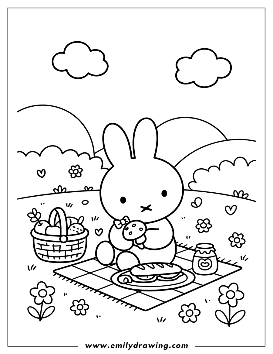 PDF style coloring page: rabbit