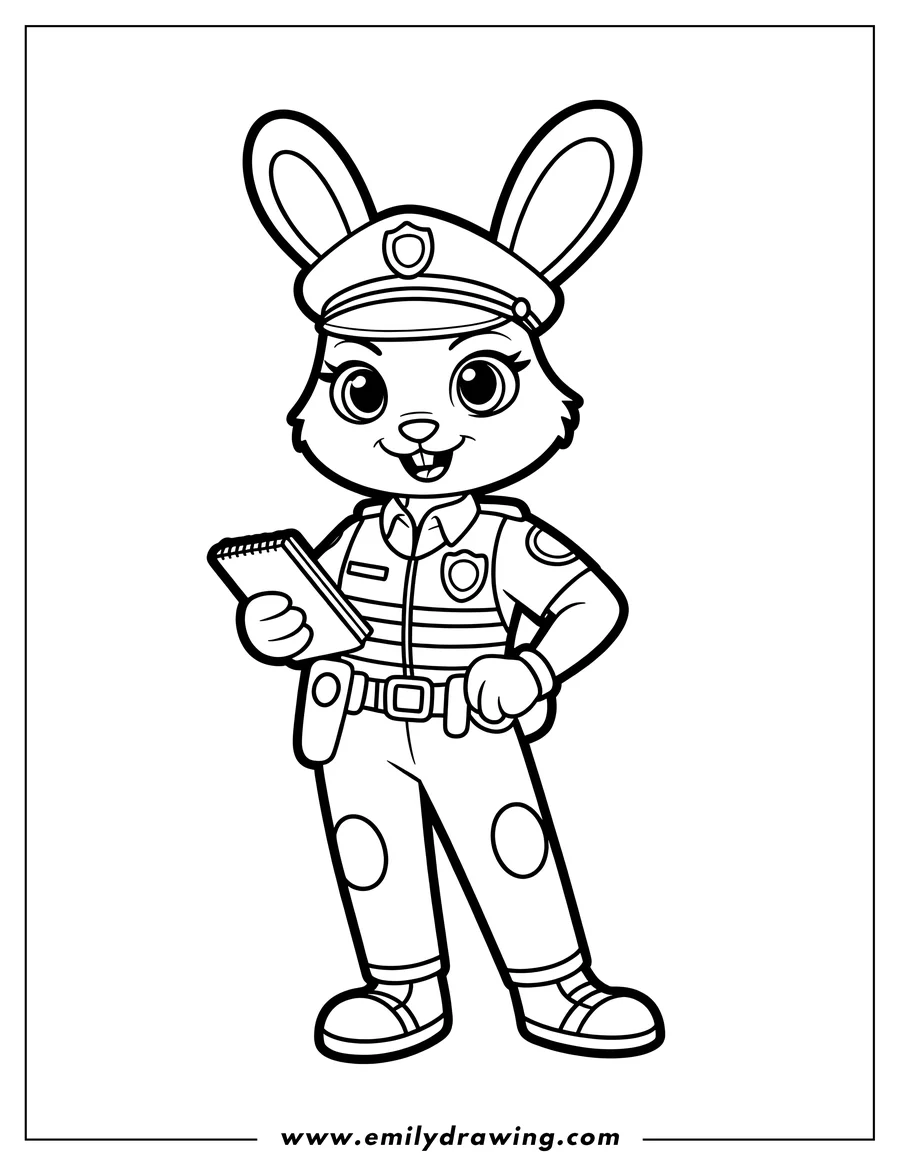 Outline drawing of rabbit Police Officer