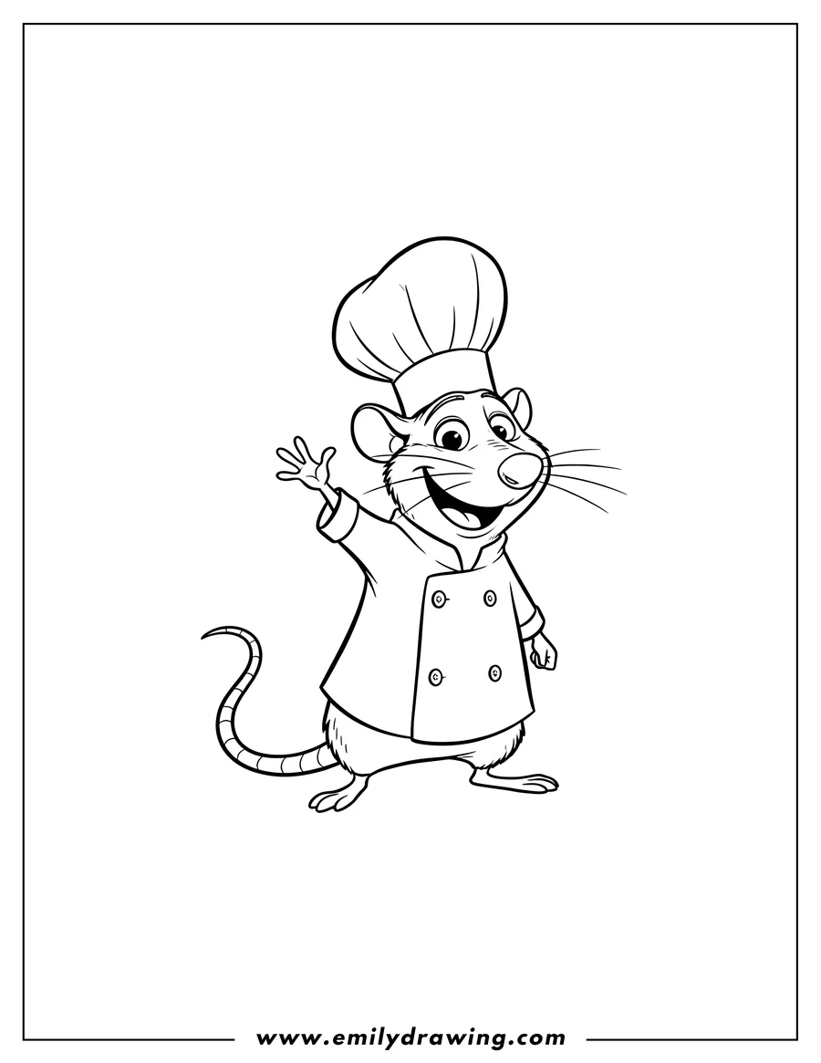 Full page coloring image of rat