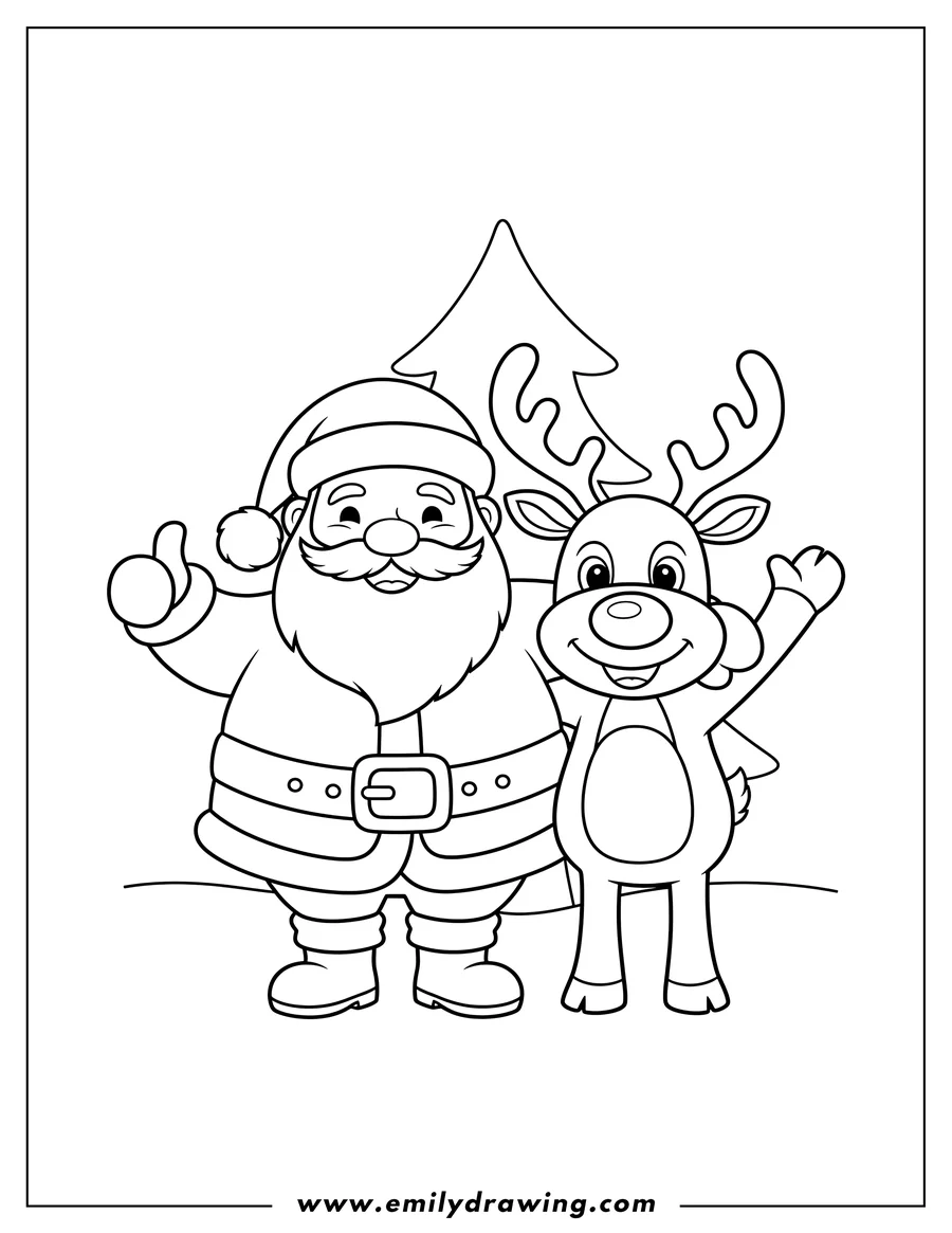 Vector style outline of santa Claus