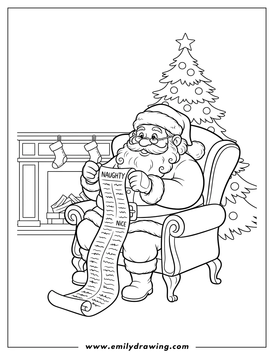 Simple sketch of santa Claus to color