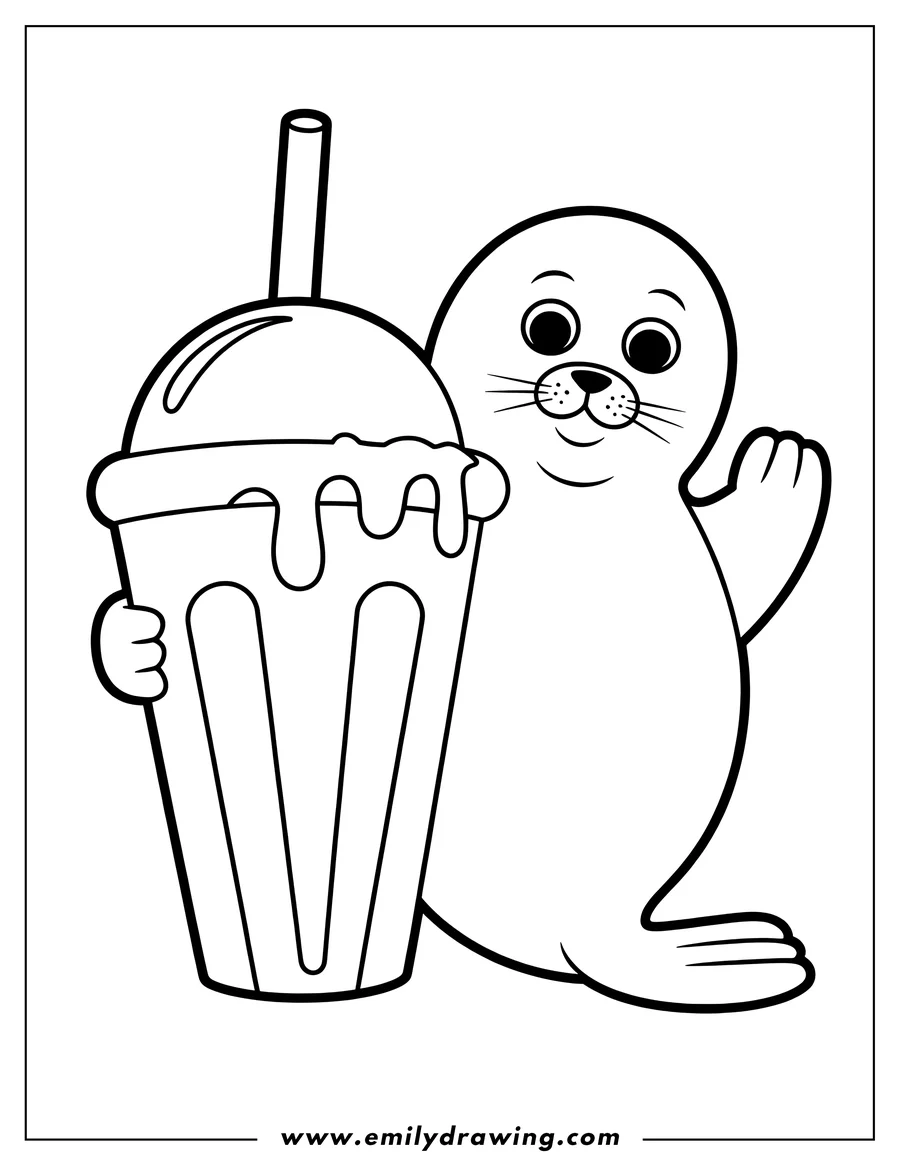 Free printable coloring sheet of seal