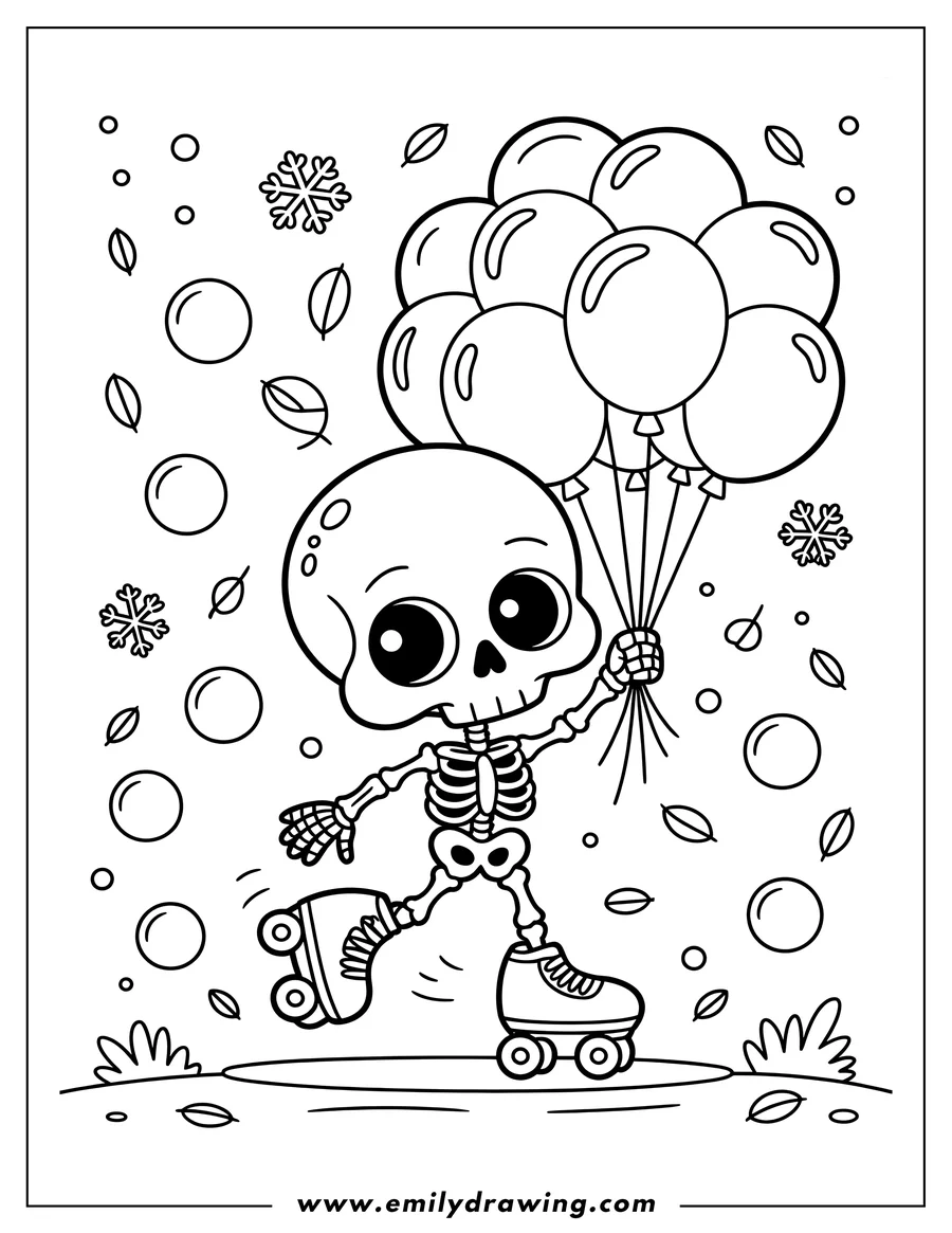 PDF style coloring page: skeleton