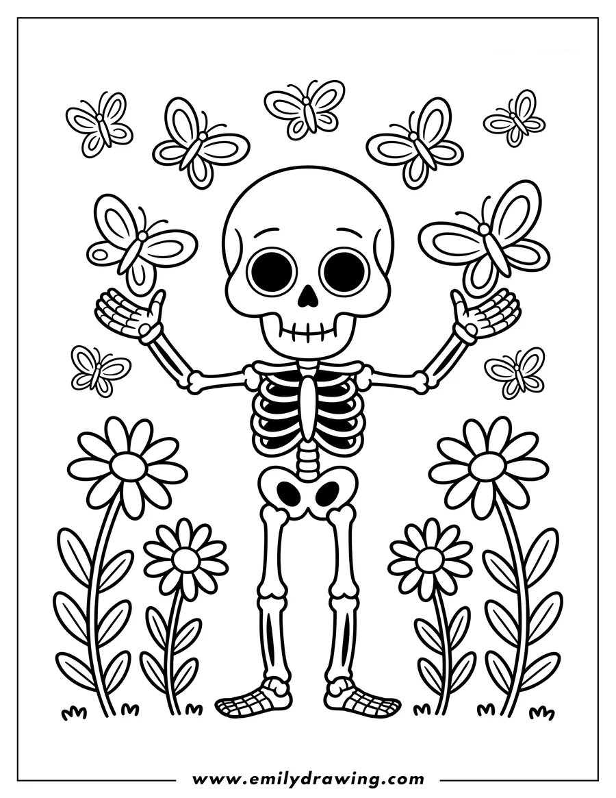 Free to print drawing of skeleton