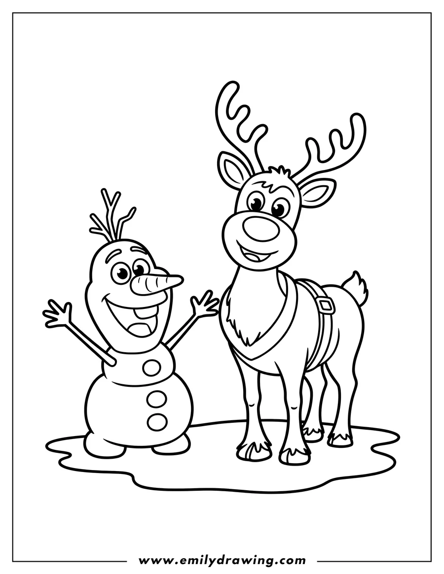 Free to print drawing of snowman