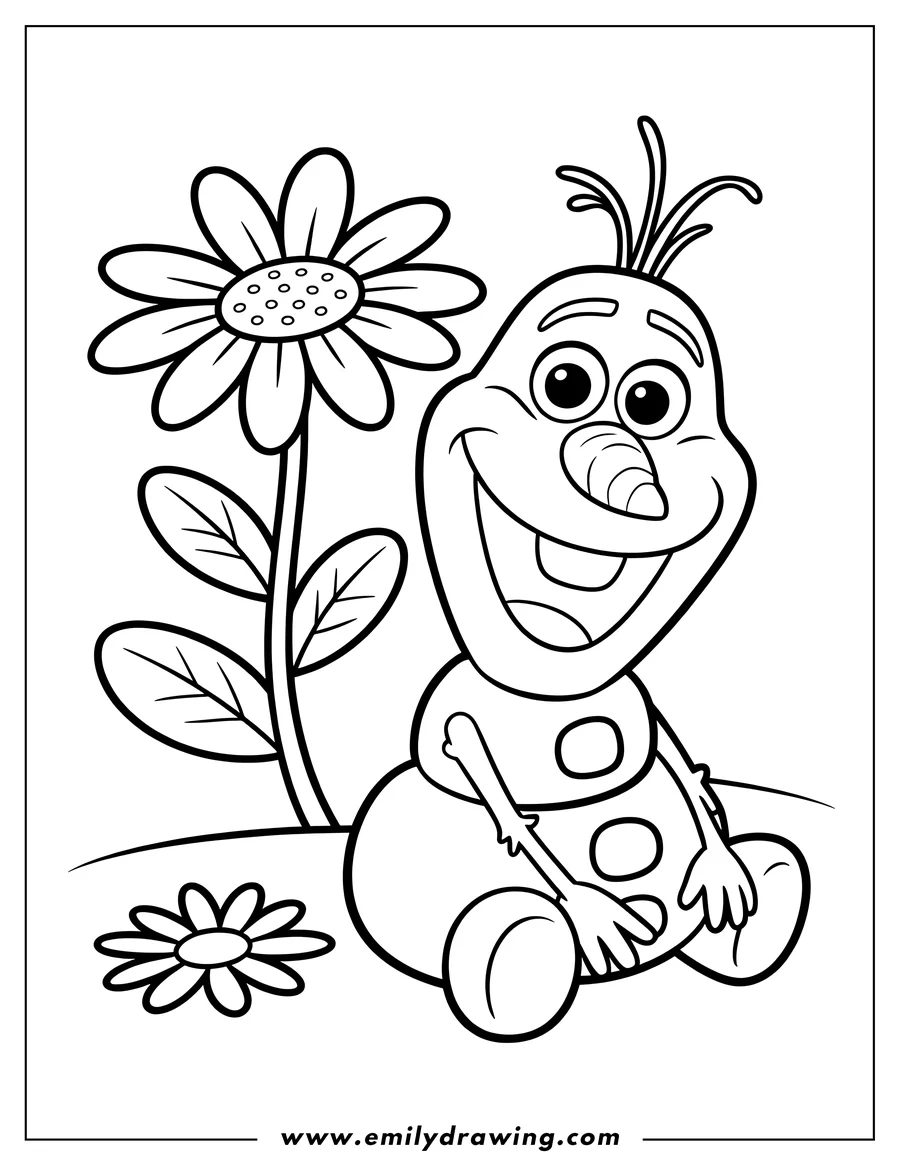 Clean line drawing: snowman