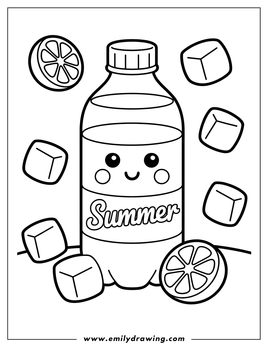 Printable line art of soda Bottle
