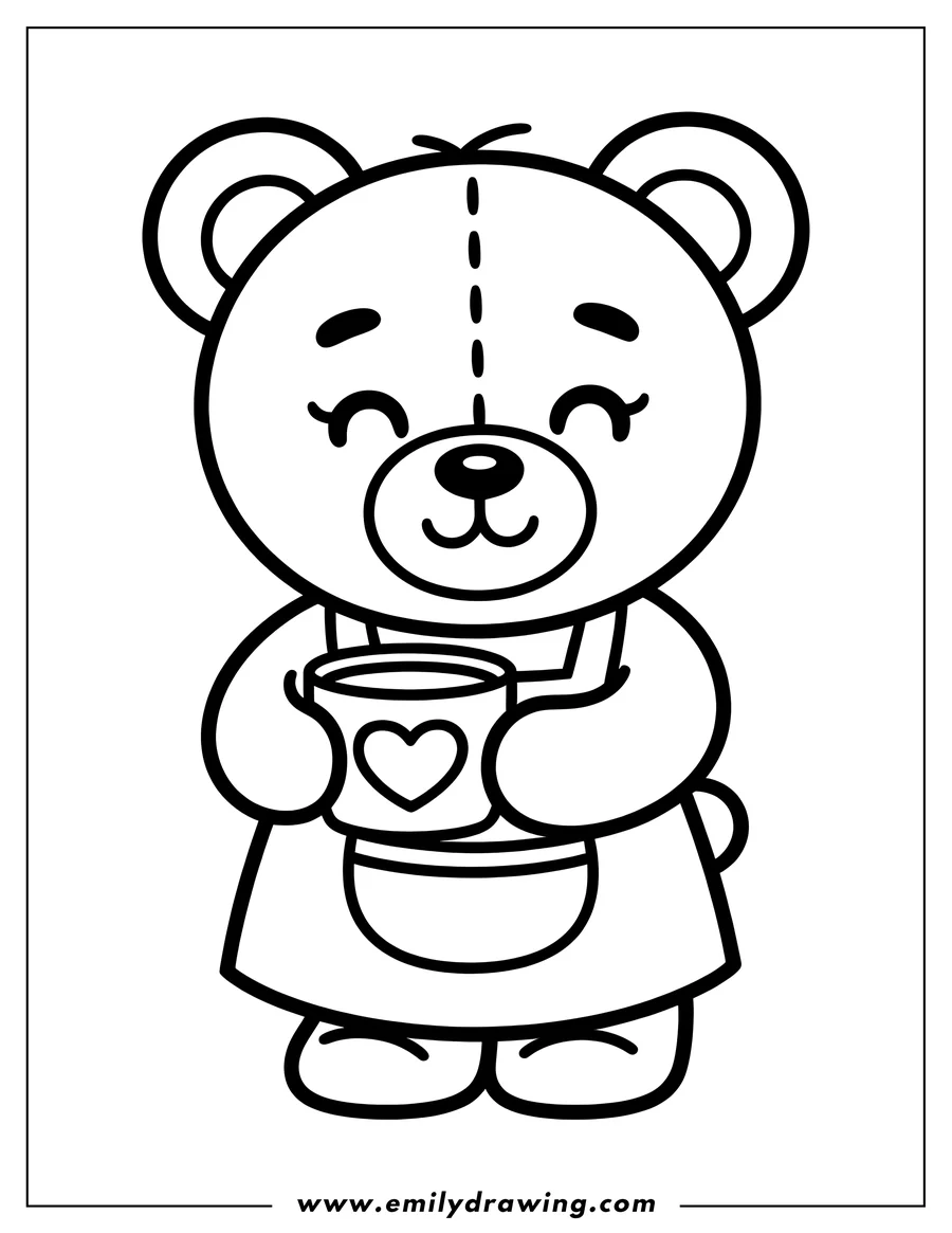 Coloring sheet featuring teddy Bear