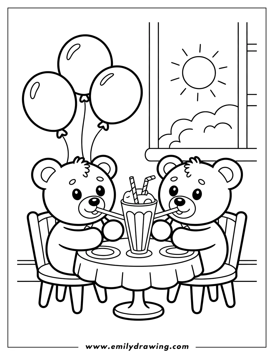 Coloring sheet featuring teddy Bear