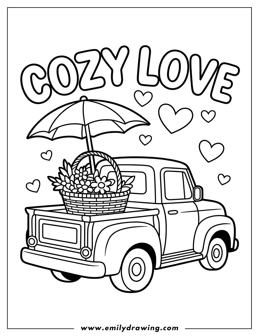 Printable line art of truck