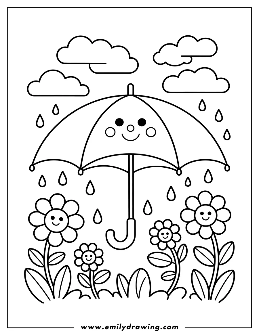 Clean line drawing: umbrella