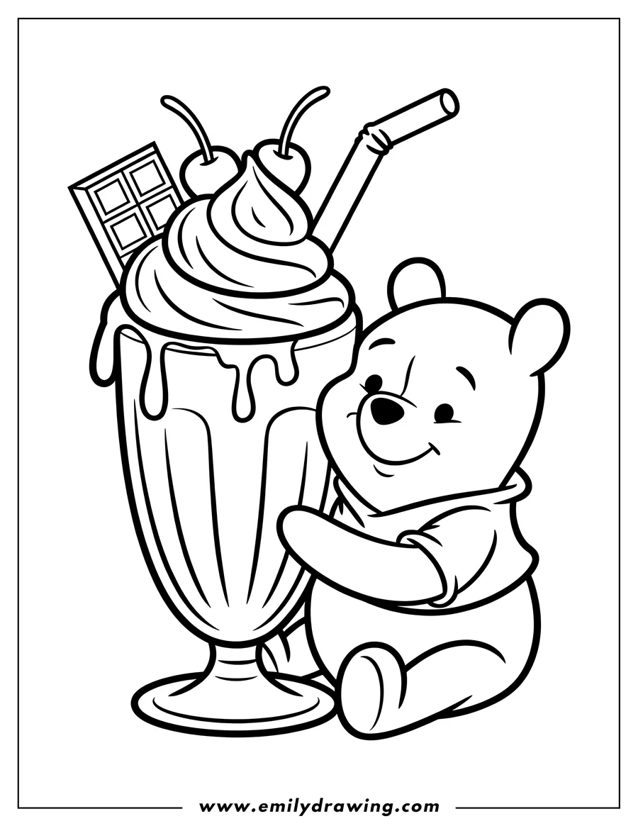 PDF style coloring page: winnie the Pooh