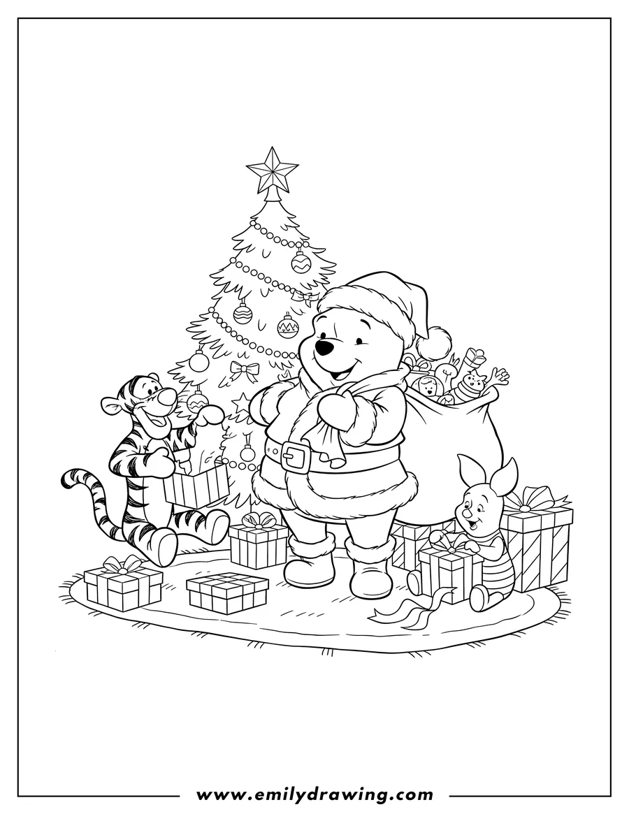 Outline drawing of winnie the Pooh
