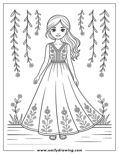 Dress Coloring Pages - Emily Drawing Dress Coloring Pages - Emily Drawing