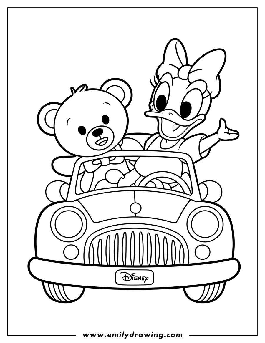 Printable line art of daisy Duck