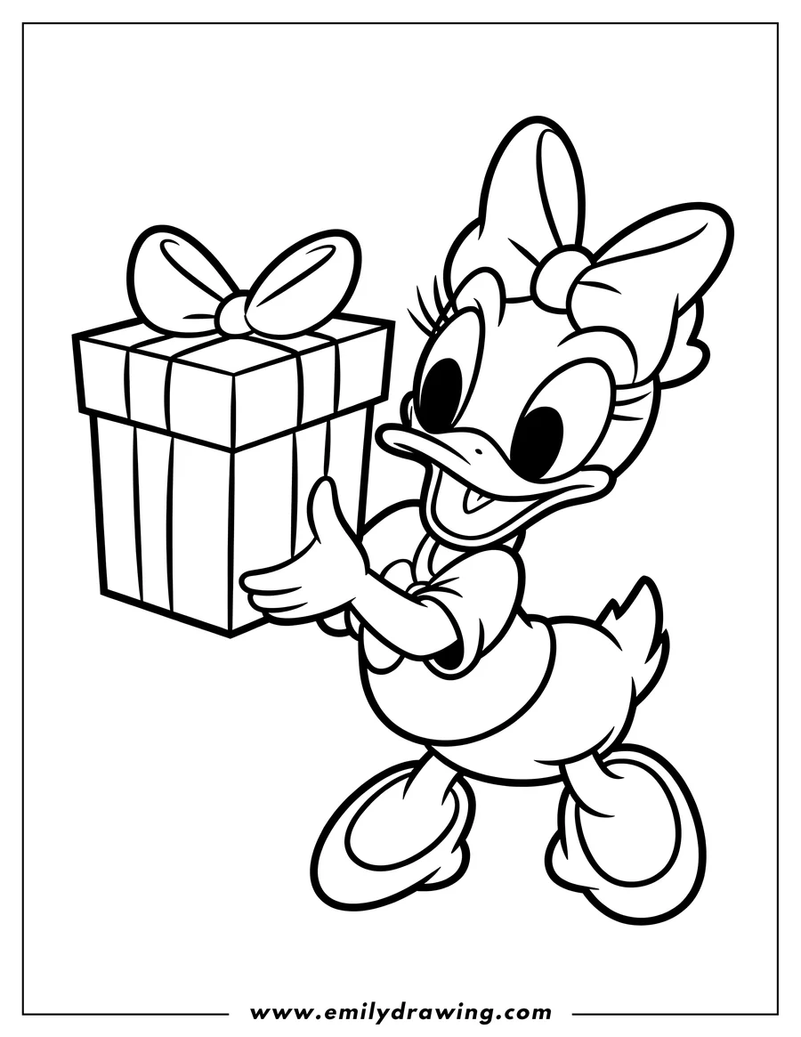 Outline drawing of daisy Duck