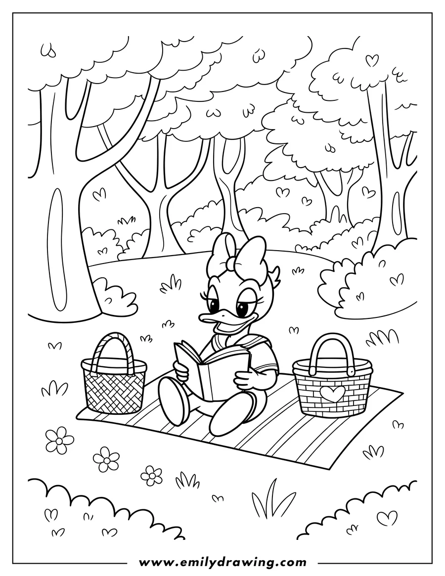 Downloadable coloring page of daisy Duck
