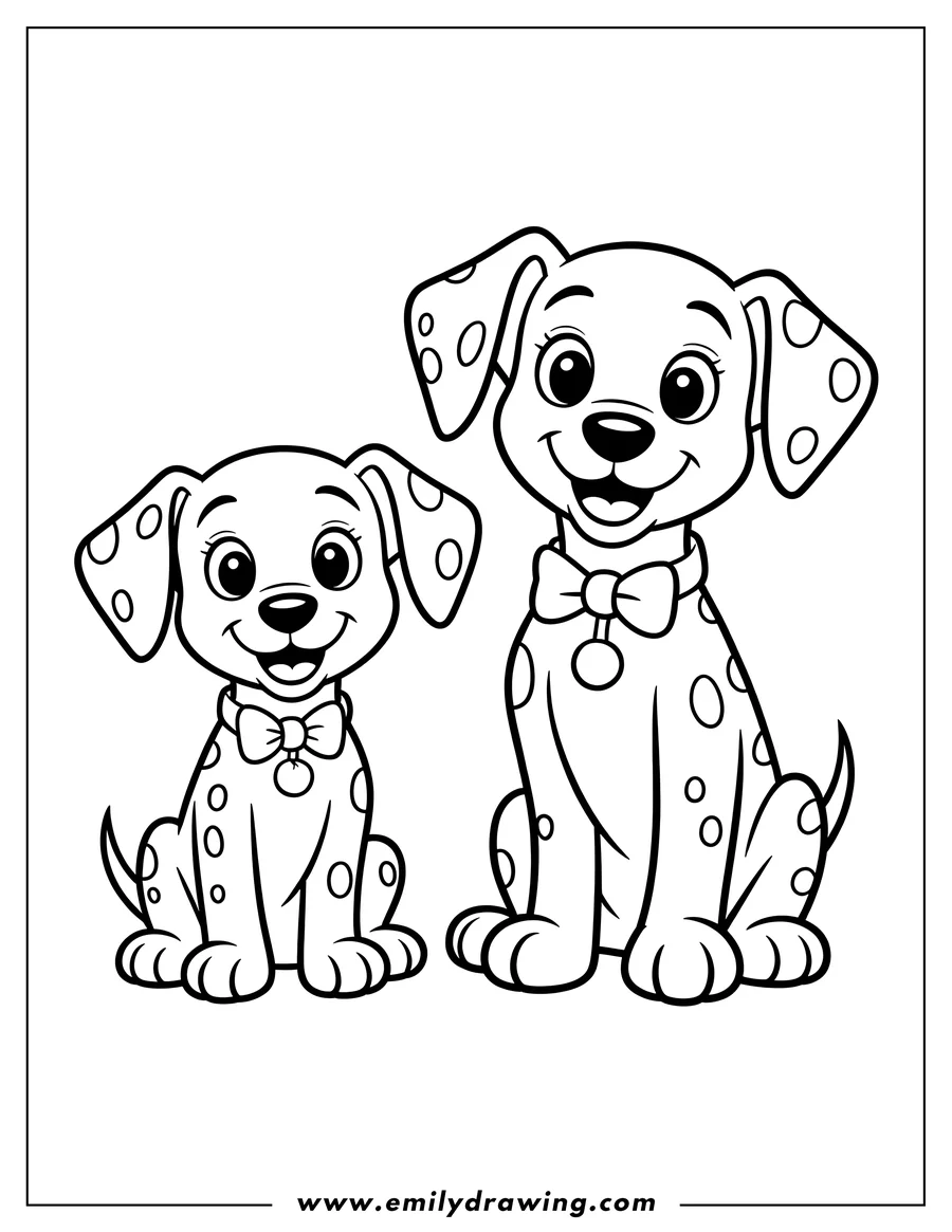 Printable line art of dalmatian-like Dog (Large)