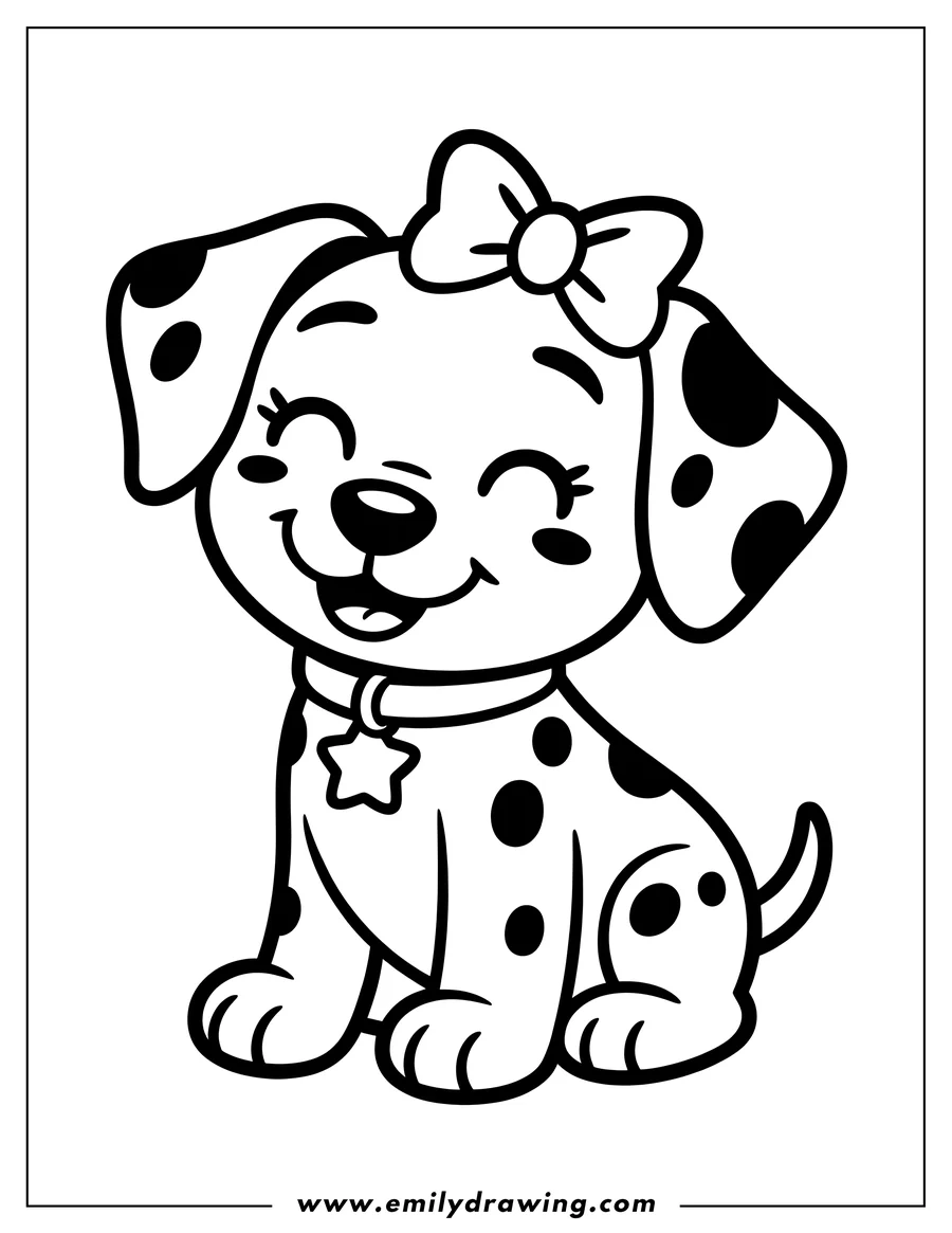 High quality printable dalmatian puppy for coloring