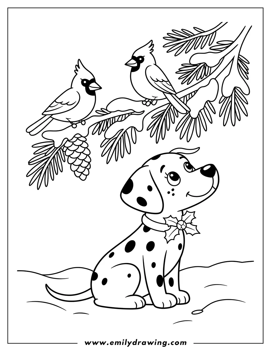 Printable line art of dalmatian Puppy