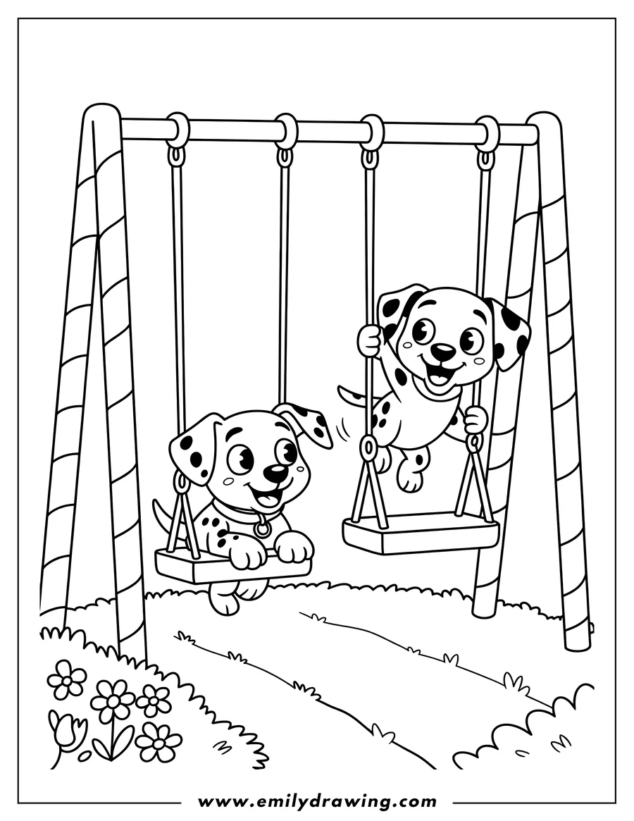 PDF style coloring page: dalmatian puppy