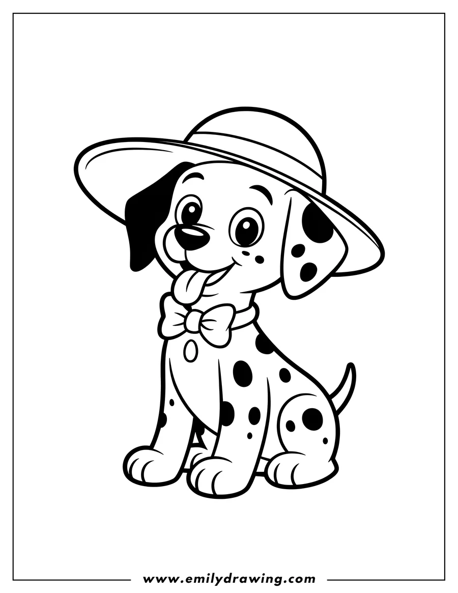 Full page coloring image of dalmatian Puppy