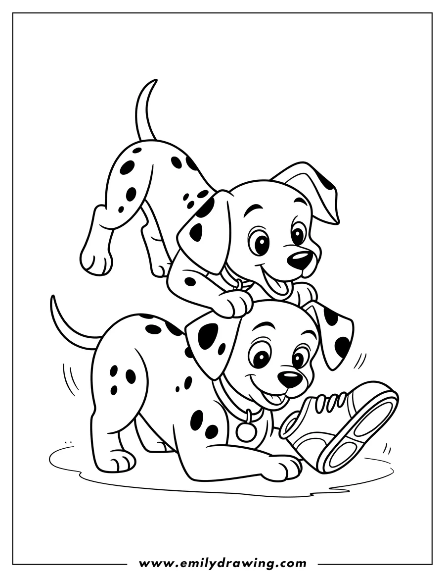 Clean line drawing: dalmatian Puppy (Top)