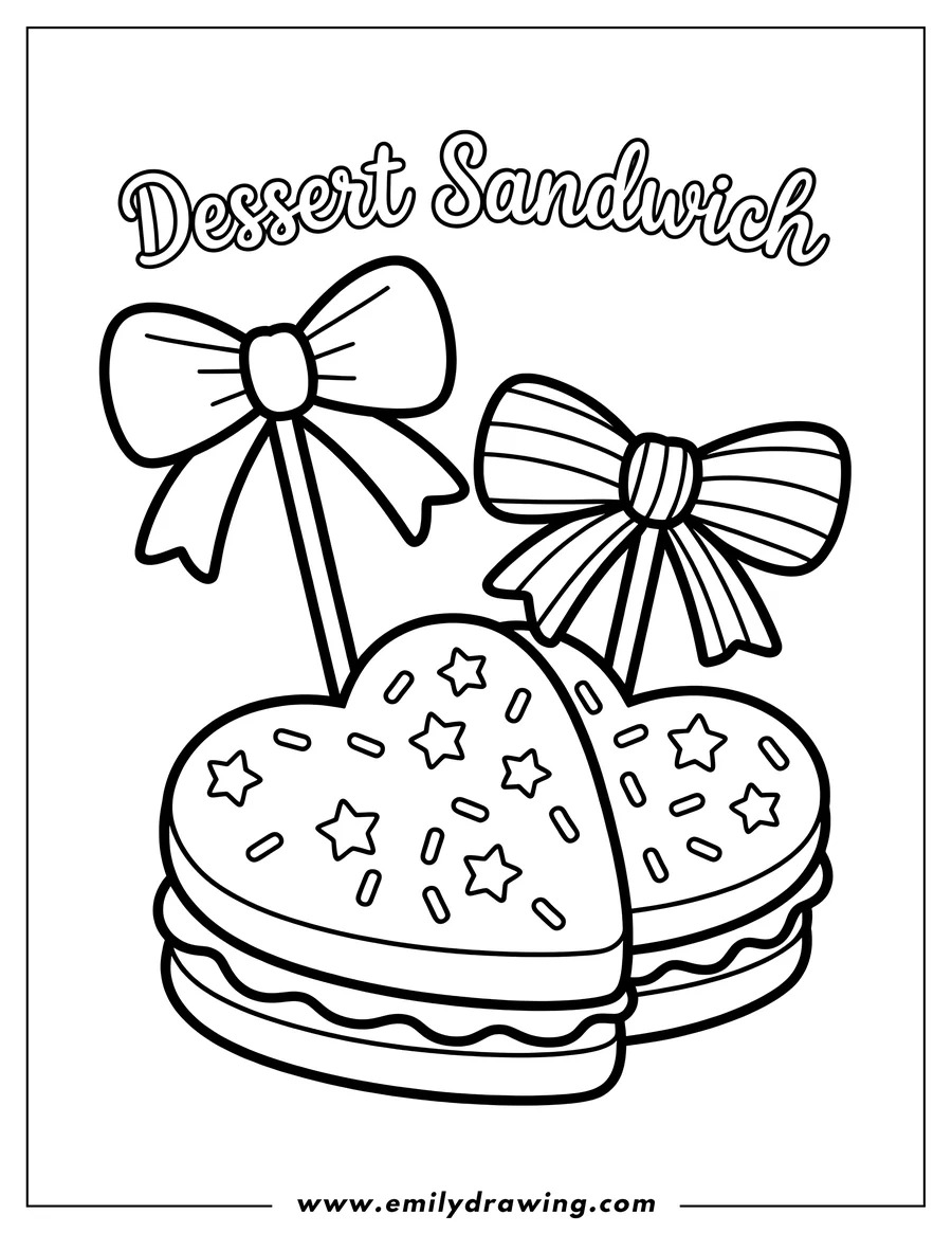 Free printable coloring sheet of dessert Sandwich