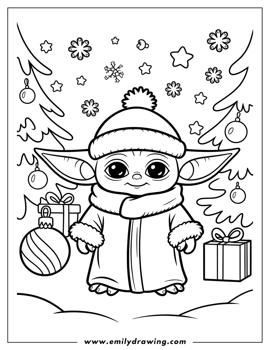 Printable line art of alien Child
