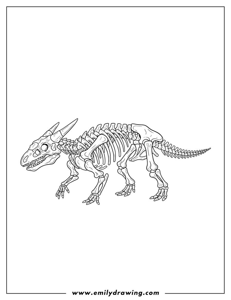 Free to print drawing of ankylosaurus Skeleton walking