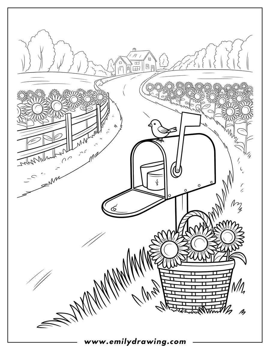 Coloring page of mailbox