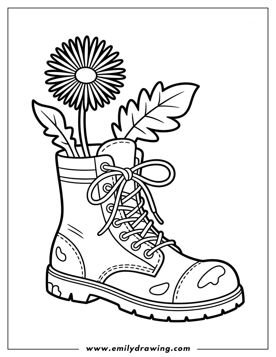 High quality printable boot for coloring