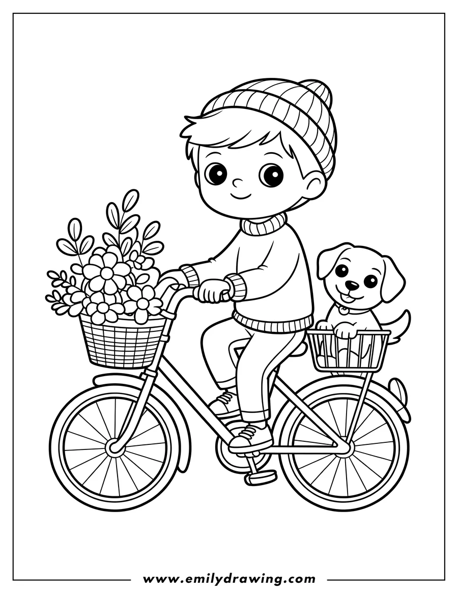 Simple sketch of boy to color