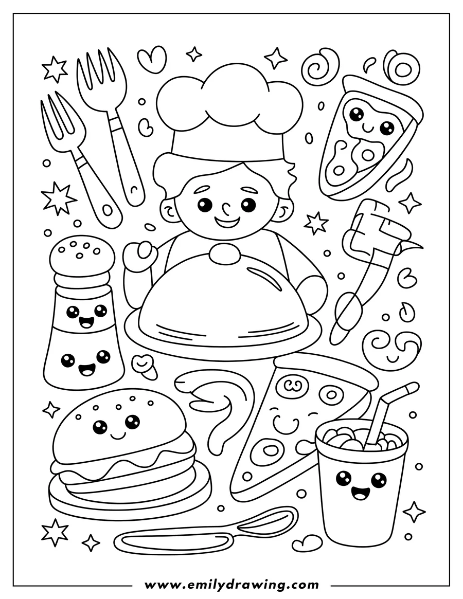 Free printable coloring sheet of chef