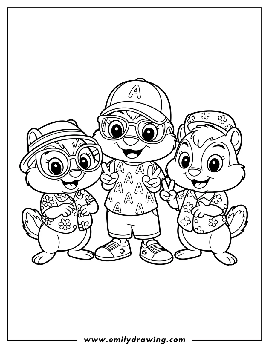 Coloring page for kids: chipmunk