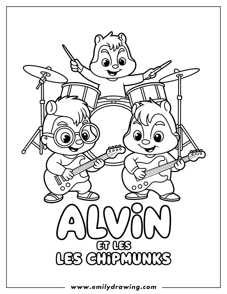Free printable coloring sheet of chipmunk