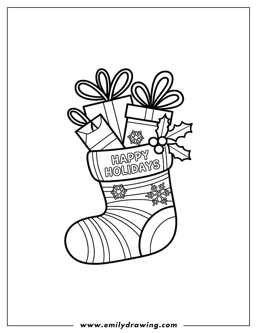 Downloadable coloring page of christmas Stocking