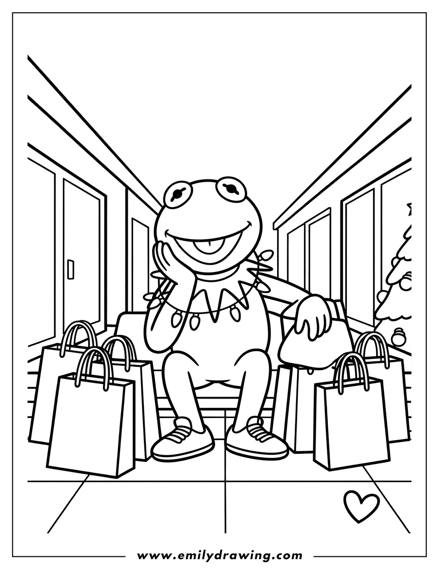 PDF style coloring page: frog