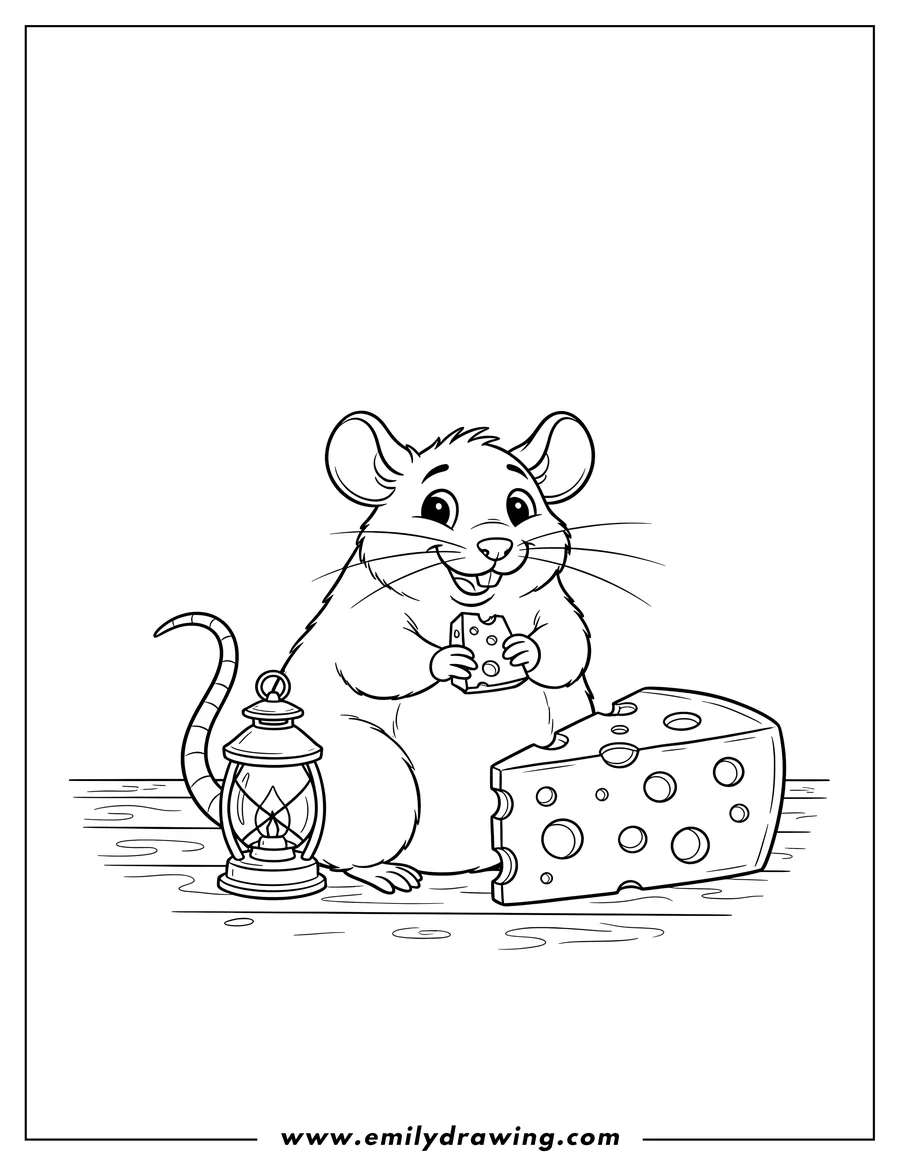 Printable line art of rat