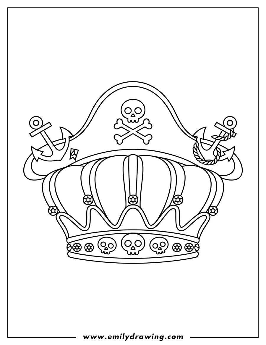 Black and white line art of crown