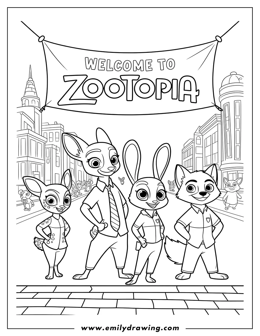 PDF style coloring page: deer