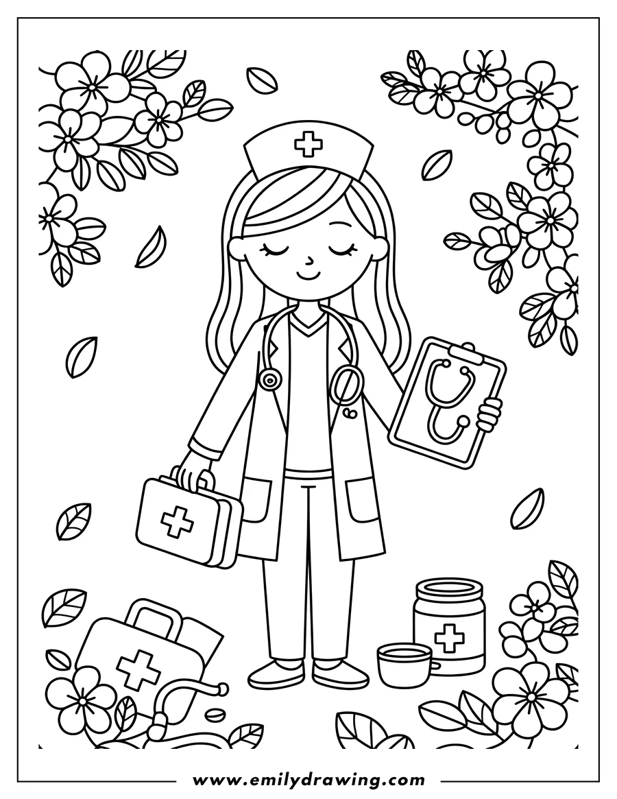 Free printable coloring sheet of doctor